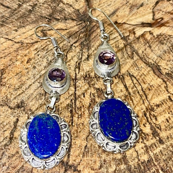 Lapis Lazuli Earrings 2 1/2” - Picture 7 of 9